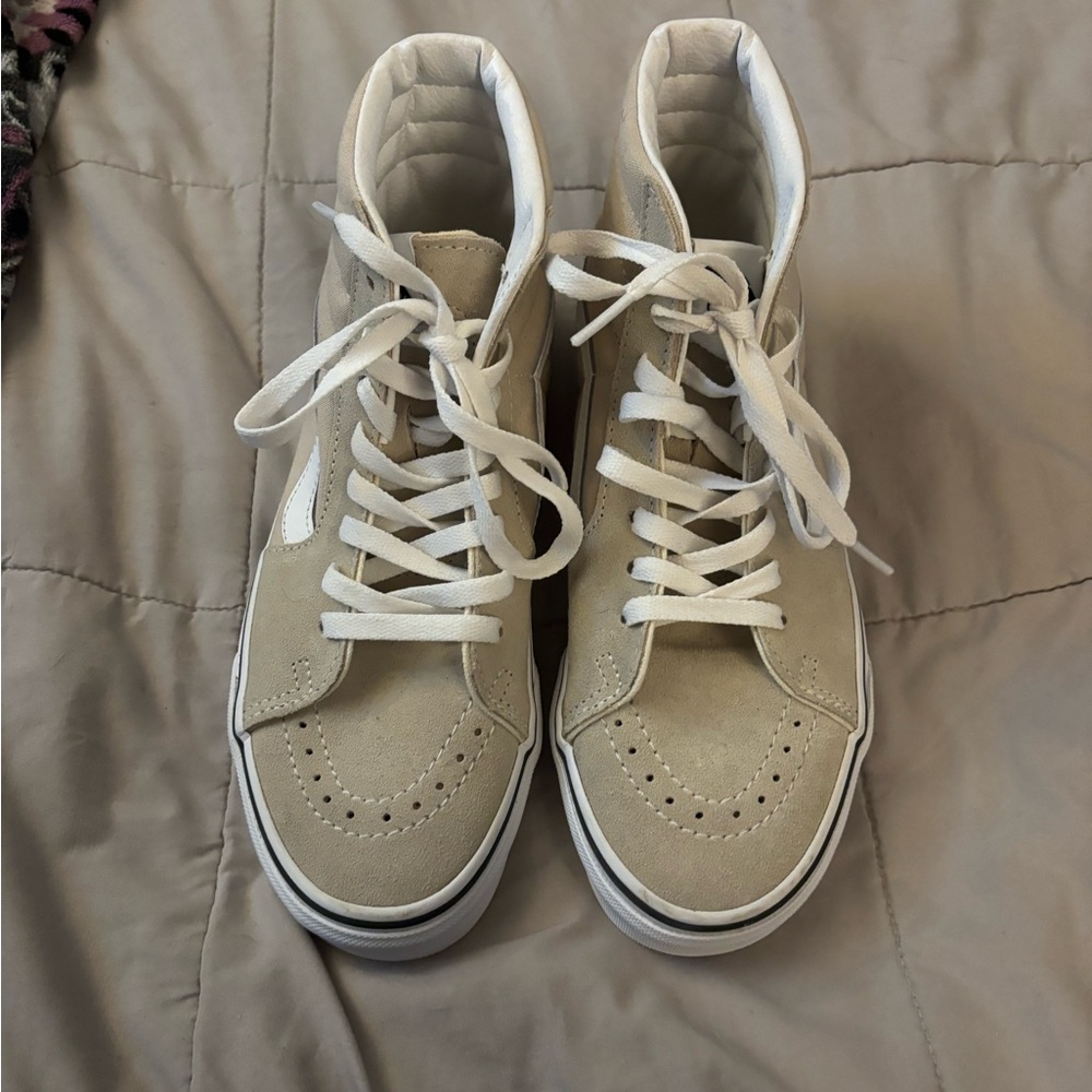 Vans White and Beige High-Top Sneakers